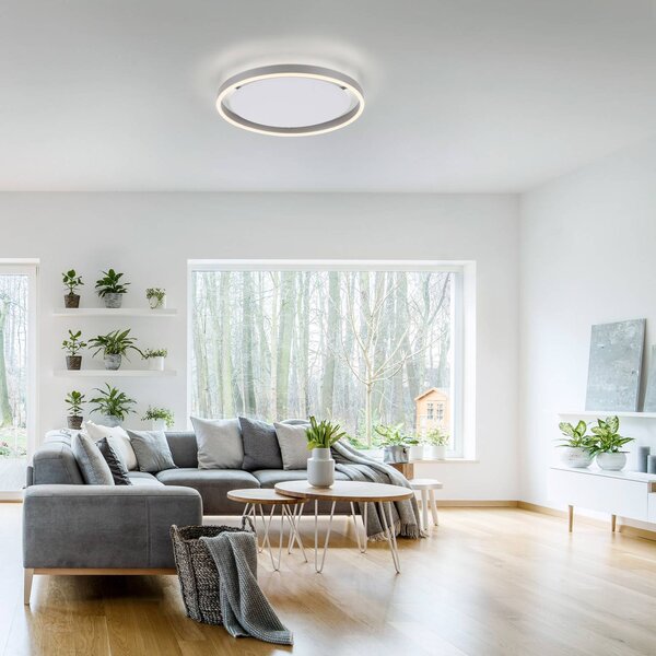 JUST LIGHT. GmbH LED mennyezeti lámpa Ritus, Ø 39,3cm, alumínium, dimmelhető, Alu / szürke / cink, Nappali / Étkező, Alumínium, Modern