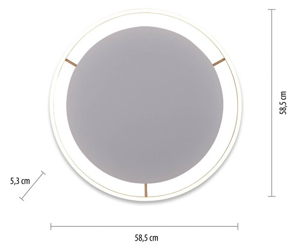 JUST LIGHT. GmbH LED mennyezeti lámpa Ritus, Ø 58.5cm, matt sárgaréz, dimmelhető, Bronz / antik sárgaréz, Nappali / Étkező, Alumínium, Modern