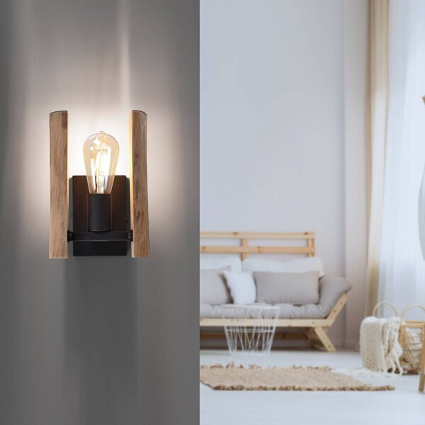 JUST LIGHT. GmbH Fából készült rönk fali lámpa, dimmelhető, Világos fa, Nappali / Étkező, Alumínium, Vidéki otthon / Rusztikus