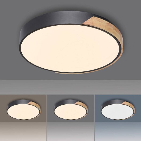 Q-Smart-Home Paul Neuhaus Q-BILA LED menny. fekete/tölgyfa, dimmelhető, Fekete, Nappali / Étkező, fém