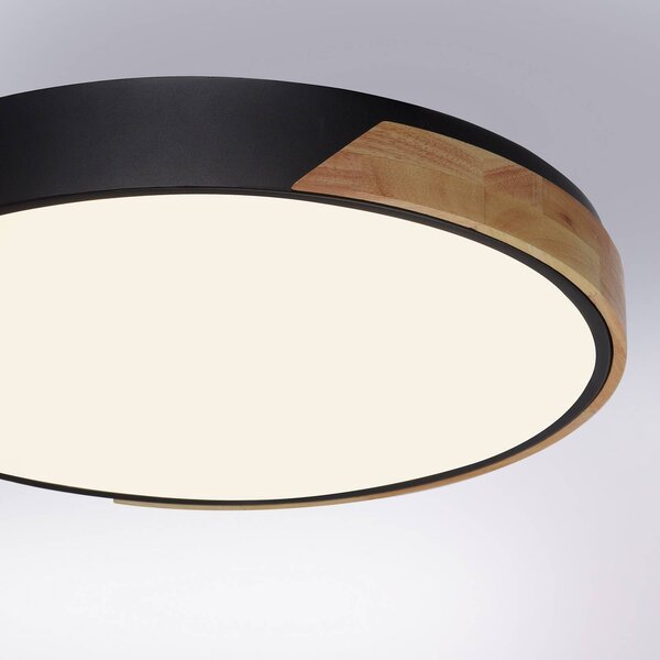 Q-Smart-Home Paul Neuhaus Q-BILA LED menny. fekete/tölgyfa, dimmelhető, Fekete, Nappali / Étkező, fém