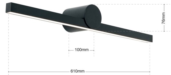 ORION Beauty LED tükörvilágítás, szélesség 61cm, fekete, Fekete, Fürdőszoba, Alumínium, Modern