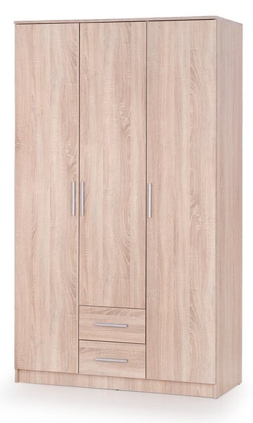 Gardróbszekrény Cirveso 113, Laminált forgácslap, 205x120x52cm, Sonoma tölgy
