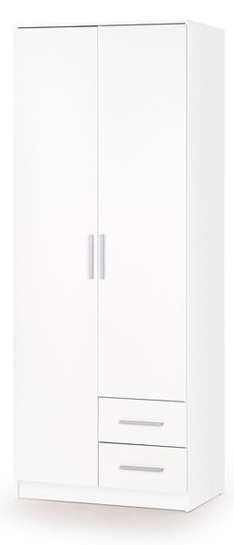 Gardróbszekrény Cirveso 112, Laminált forgácslap, 205x80x52cm, Fényes fehér, Fehér