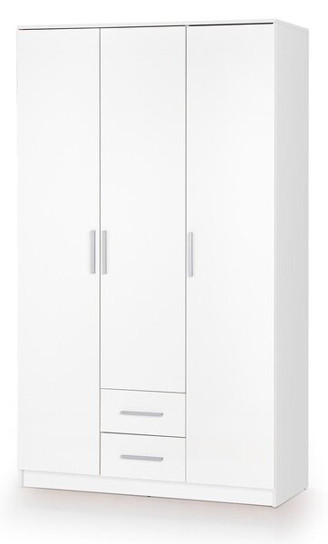 Gardróbszekrény Cirveso 113, Laminált forgácslap, 205x120x52cm, Fényes fehér, Fehér