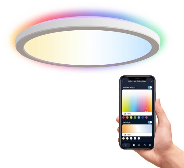 Calex Smart Halo LED-es mennyezeti lámpa, Ø 29,2 cm, dimmelhető, Fehér / opál, Nappali / Étkező, Műanyag, Modern