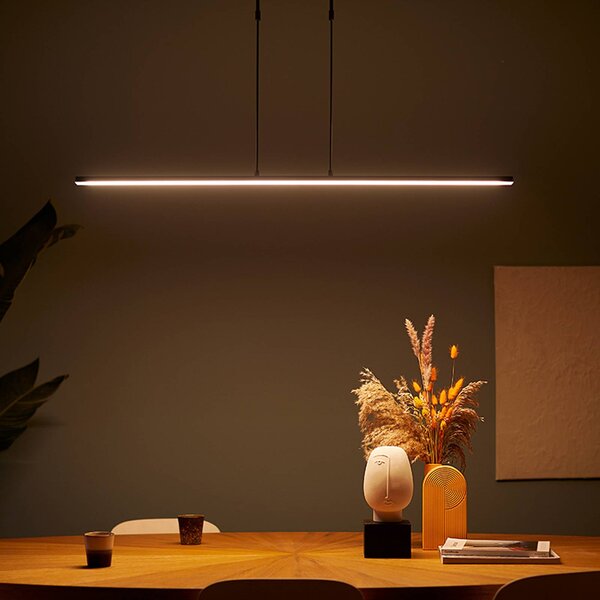 Steinhauer LED-es függőlámpa Zelena, fekete, hossza 122cm, fém, CCT, dimmelhető, Fekete, Nappali / Étkező, fém, Modern