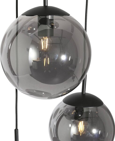 Steinhauer Bollique függőlámpa, füstös szürke/fekete, üveg, 5 lámpás, dimmelhető, Fekete, Nappali / Étkező, fém, Modern