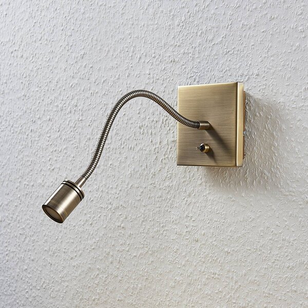 Lindby LED fali lámpa Mayar, 2, sárgaréz, olvasólámpa, 11 cm, Bronz / antik sárgaréz, Hálószoba, fém, Modern