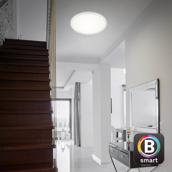 Briloner LED mennyezeti lámpa Slim S, dimmelhető CCT fehér Ø 45 cm,, Fehér / opál, Konyha, Műanyag, Modern