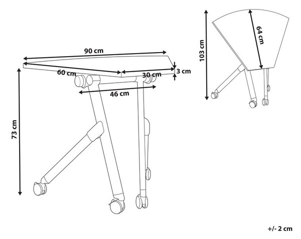 Összecsukható sarok íróasztal modul BENDI Világosbarna 90 cm 64 cm