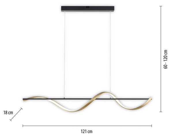 Q-Smart-Home Paul Neuhaus Q-Swing lógó lámpa, antracit/sárgaréz, dimmelhető, Fekete, Nappali / Étkező, Alumínium, Modern