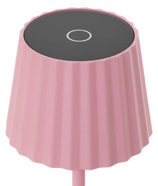 Lindby LED tölthető asztali világítás Esali, rózsaszín, fém, IP54, dimmelhető, Lila / pink / rózsaszín, Nappali / Étkező, Alumínium, Modern