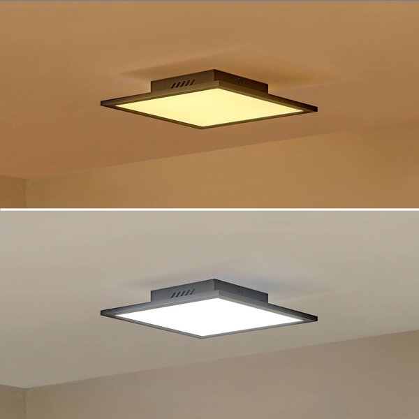 Lindby LED panel Lamin, fekete, 30 cm, CCT, fényerőszabályzó, távirányítóval, dimmelhető, Fekete, Nappali / Étkező, Modern