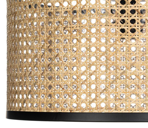Lindby Yaelle mennyezeti lámpa, Ø 40 cm, rattan, fekete, E27, dimmelhető, Világos fa, Nappali / Étkező, Fa, Vidéki otthon / Rusztikus