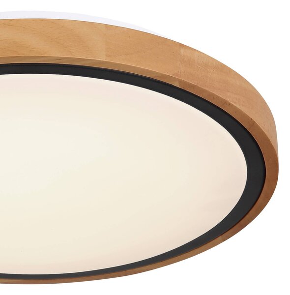 Globo Bruno LED mennyezeti lámpa fa kerettel CCT Ø 30 cm, Világos fa, Nappali / Étkező, Fa