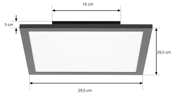 Lindby LED panel Lamin, fekete, 30 cm, CCT, fényerőszabályzó, távirányítóval, dimmelhető, Fekete, Nappali / Étkező, Modern