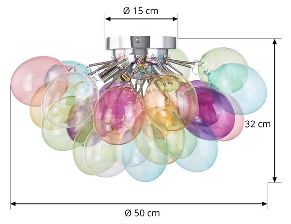 Lucande mennyezeti világítás Diborah, színes, üveg, Ø 50 cm, G9, dimmelhető, Többszínű, Nappali / Étkező, Üveg, Dizájn