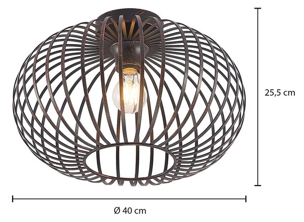 Lindby mennyezeti lámpa Rosalea, réz színű, fém, 40 cm, E27, dimmelhető, Fekete, Nappali / Étkező, fém, Modern