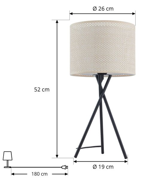 Lindby asztali lámpa Soula, Ø 26 cm, bézs, műanyag, E27, Krém / borostyánsárga, Nappali / Étkező, Műanyag, Vidéki otthon / Rusztikus