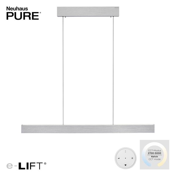 PURE LED függő világítás E-Motion, gyémánt, CCT, dimmelhető, Alu / szürke / cink, Nappali / Étkező, Alumínium, Modern