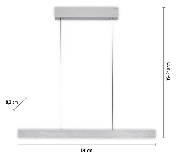 PURE LED függő világítás E-Motion, gyémánt, CCT, dimmelhető, Alu / szürke / cink, Nappali / Étkező, Alumínium, Modern