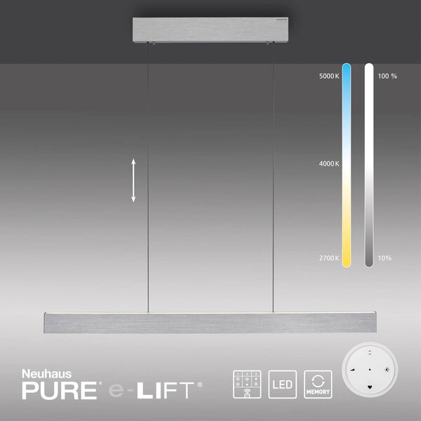 PURE LED függő világítás E-Motion, gyémánt, CCT, dimmelhető, Alu / szürke / cink, Nappali / Étkező, Alumínium, Modern