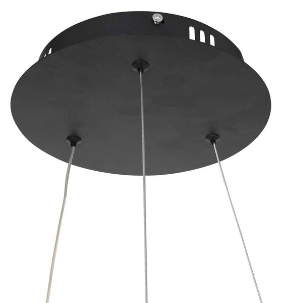 Steinhauer LED lógó világítás Ringlux, Ø 60 cm 2 izzós fekete, dimmelhető, Fekete, Nappali / Étkező, fém, Modern
