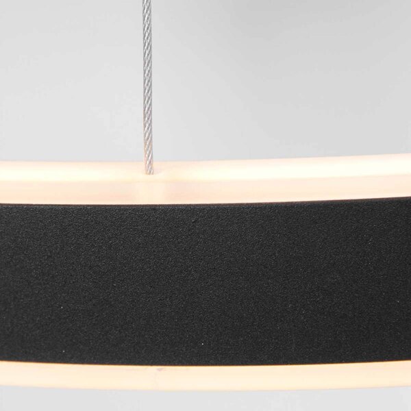 Steinhauer LED lógó világítás Ringlux, Ø 60 cm 2 izzós fekete, dimmelhető, Fekete, Nappali / Étkező, fém, Modern