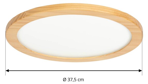 Lucande LED mennyezeti lámpa Joren, Ø 38 cm, fa, CCT, távirányítós, dimmelhető, Világos fa, Nappali / Étkező, Fa, Vidéki otthon / Rusztikus