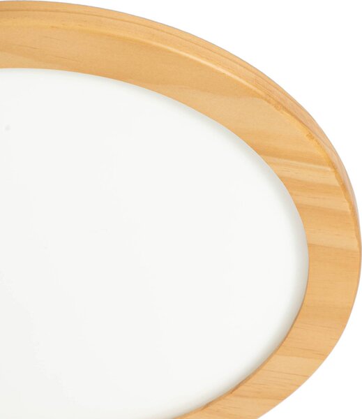Lucande LED mennyezeti lámpa Joren, Ø 38 cm, fa, CCT, távirányítós, dimmelhető, Világos fa, Nappali / Étkező, Fa, Vidéki otthon / Rusztikus