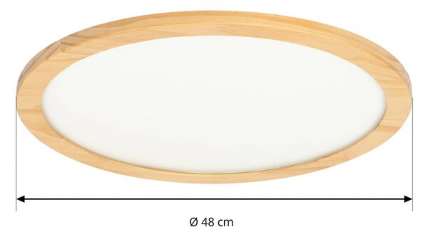 Lucande LED mennyezeti lámpa Joren, Ø 48 cm, fa, CCT, távirányítós, dimmelhető, Világos fa, Nappali / Étkező, Fa, Vidéki otthon / Rusztikus