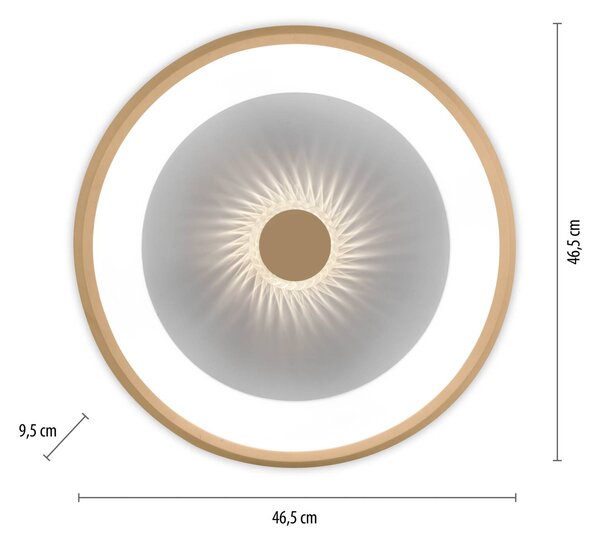 JUST LIGHT. GmbH Vertigo LED mennyezeti lámpa, CCT, Ø 46,5 cm, sárgaréz, dimmelhető, Sárgaréz / arany, Nappali / Étkező, fém, Modern