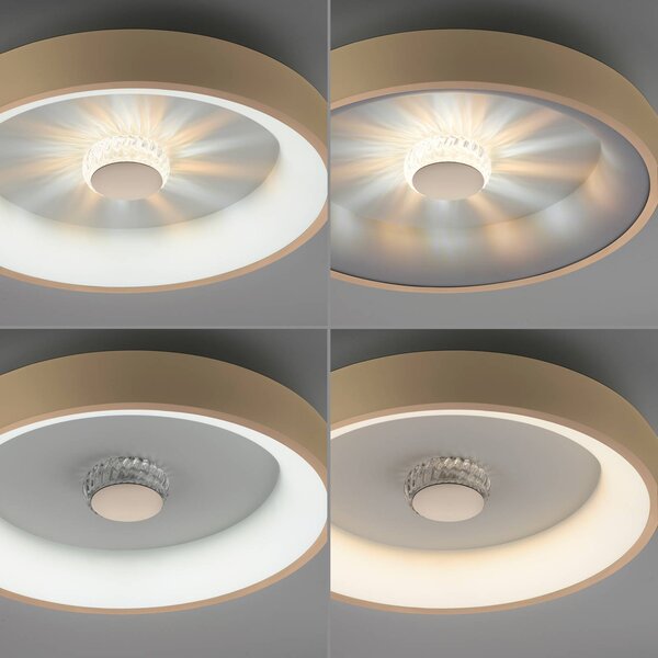 JUST LIGHT. GmbH Vertigo LED mennyezeti lámpa, CCT, Ø 46,5 cm, sárgaréz, dimmelhető, Sárgaréz / arany, Nappali / Étkező, fém, Modern