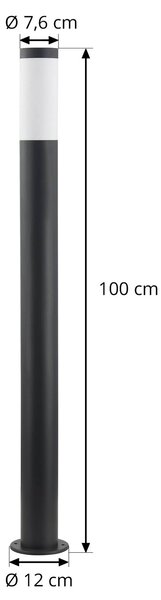 Lindby Statius állólámpa, antracit/opál, vas, 100 cm, Fekete, fém, Modern