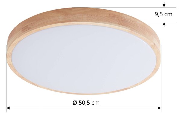 Lindby Smart LED mennyezeti lámpa Innes fa Ø51cm RGB CCT Tuya Tuya, dimmelhető, Világos fa, Nappali / Étkező, Fa, Modern