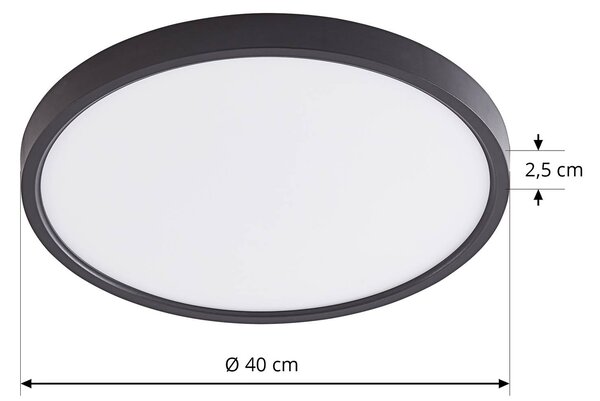 Lindby LED mennyezeti lámpa Pravin, Ø 40 cm, CCT, fekete, Fekete, Nappali / Étkező, Műanyag, Modern