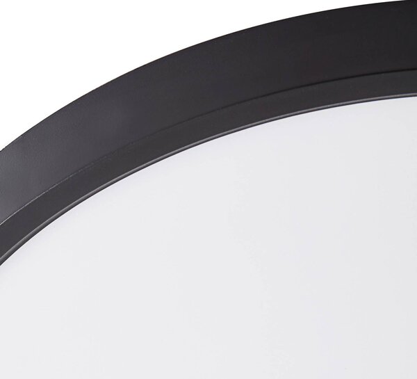 Lindby LED mennyezeti lámpa Pravin, Ø 50 cm, CCT, fekete, Fekete, Nappali / Étkező, Műanyag, Modern