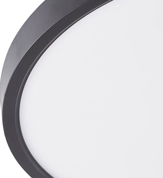 Lindby LED mennyezeti lámpa Pravin, Ø 50 cm, CCT, fekete, Fekete, Nappali / Étkező, Műanyag, Modern