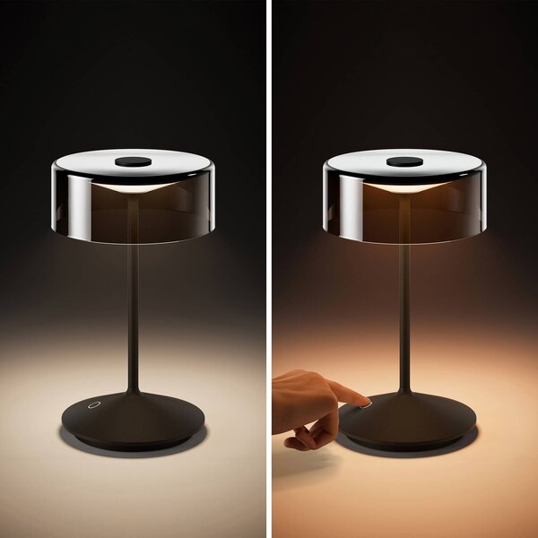Sigor Numotion LED-es újratölthető asztali lámpa, fekete, üveg, IP54,, dimmelhető, Fekete, Nappali / Étkező, Üveg, Modern
