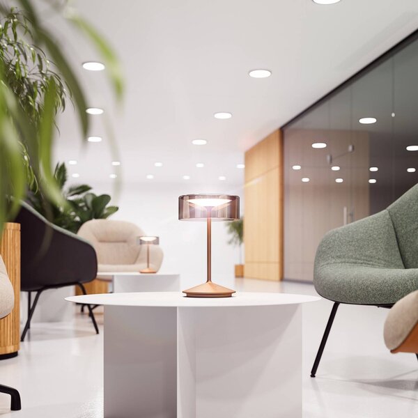 Sigor Numotion LED-es újratölthető asztali lámpa, bronz, üveg, IP54, fényerőszabályozó, dimmelhető, Bronz / antik sárgaréz, Nappali / Étkező, Üveg, Modern
