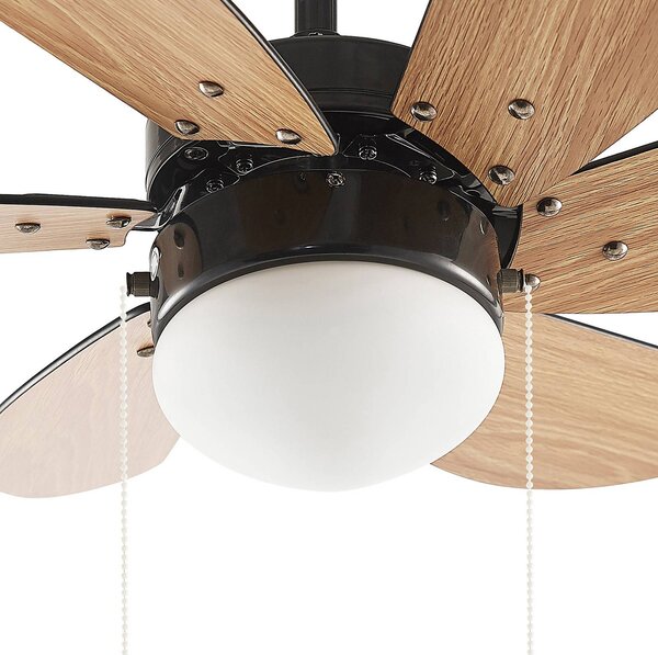 Lindby mennyezeti ventilátor Minja, fekete, csendes, 78 cm, E14, Fekete, Nappali / Étkező, fém, Modern