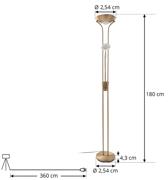 Lindby LED állólámpa Josefin, bronz, olvasólámpa, dimmelhető, dimmelhető, Bronz / antik sárgaréz, Nappali / Étkező, fém, Modern