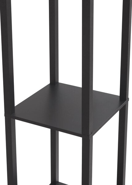 Lindby Birta álló világítás, fekete, polc, fa, 159 cm, Fekete, Nappali / Étkező, Fa, Modern