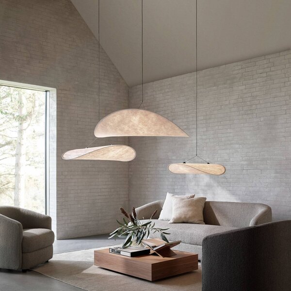 New Works Tense LED lógó világítás, 70 cm átmérőjű, fehér, dimmelhető, Fehér / opál, Nappali / Étkező, Műanyag, Dizájn