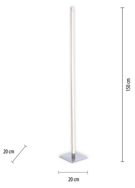 JUST LIGHT. GmbH LED állólámpa Bella, egyenes, négyzet alakú talp, acél, dimmelhető, Alu / szürke / cink, Nappali / Étkező, Alumínium, Modern