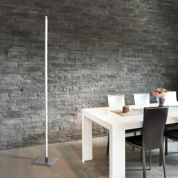 JUST LIGHT. GmbH LED állólámpa Bella, egyenes, négyzet alakú talp, acél, dimmelhető, Alu / szürke / cink, Nappali / Étkező, Alumínium, Modern