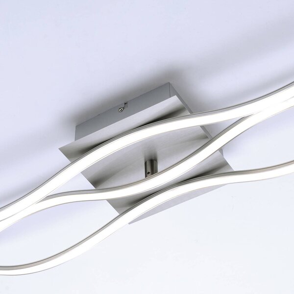 JUST LIGHT. GmbH LED mennyezeti lámpa Wave 3,000K 139.5x16cm acél, Alu / szürke / cink, Nappali / Étkező, Alumínium, Modern
