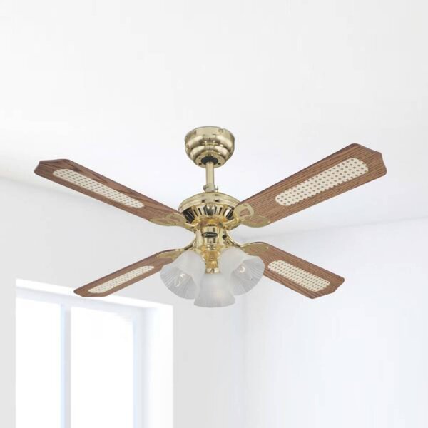 Westinghouse Princess Trio ventilátor, fa, csendes, Ø 105 cm, Világos fa, Nappali / Étkező, Fa