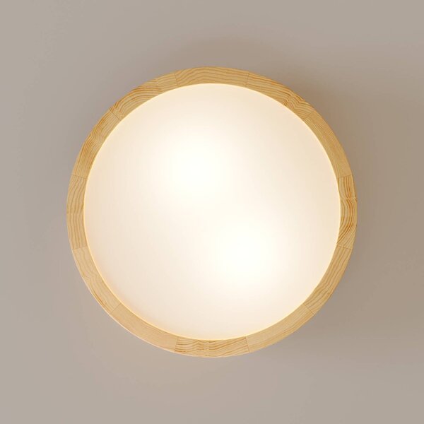 TEMAR LIGHTING Cleo mennyezeti lámpa, Ø 27.5cm, 2-lámpás, fenyőfa, E27, dimmelhető, Világos fa, Nappali / Étkező, Modern
